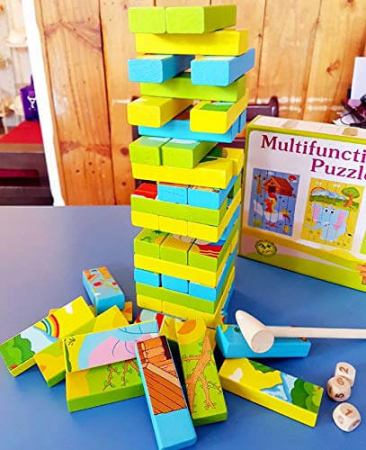 Joc Jenga turnul instabil si puzzle cuburi lemn pentru copii. [1]