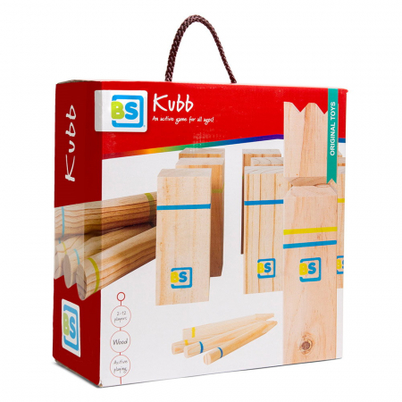 Jucării motrice și de exterior - Joc Kubb original din lemn, cu piese mari, 8+ ani