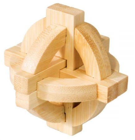 Jucării și Jocuri pentru copii - Joc logic IQ din lemn bambus Double disk puzzle 3d, varsta 6 - 9, 9+ ani, 
