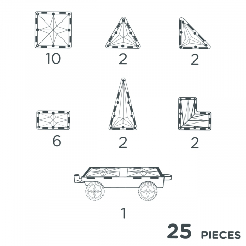 Joc magnetic de construit cu set de roti 25 piese, Cleverclixx pentru Baiat, Fata varsta 45722 [3]