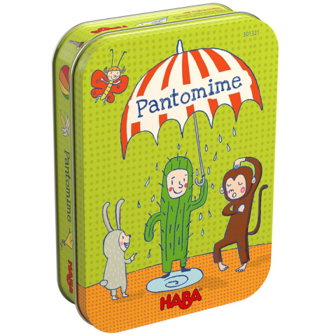 Jucării și Jocuri pentru copii - Joc Pantomima Haba in Cutie Metalica, 48 Carduri Ilustrate, 4 Jucatori