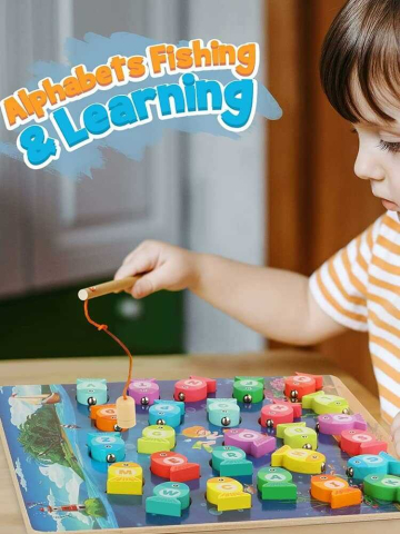 Joc pescuit magnetic Montessori din lemn, alfabet, 3 ani+ [1]