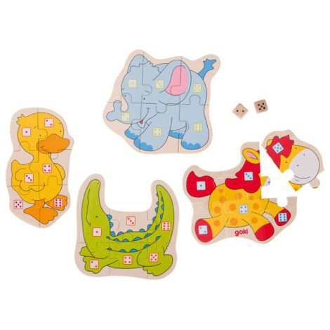 Jocuri Educative - Joc puzzle cu zaruri Animalele