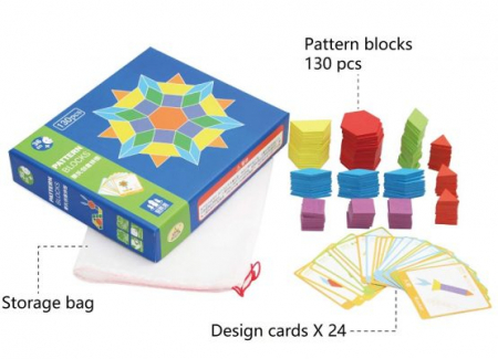 Jucarii din lemn si Montessori, joc tangram 130 piese cu sac. [4]