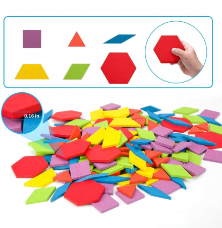 Joc Tangram,❤️ Puzzle Lemn Tangram cu 155 piese. [2]