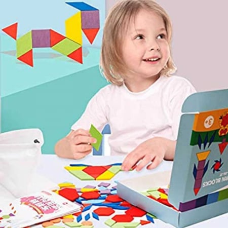 Joc Tangram,❤️ Puzzle Lemn Tangram cu 180 piese. [4]