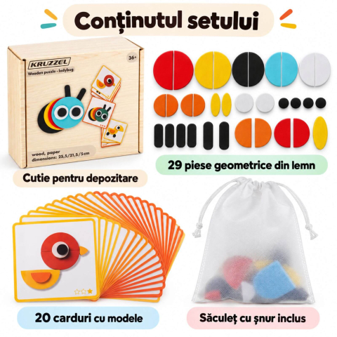 Joc din lemn tangram ZE Geoanimo [2]