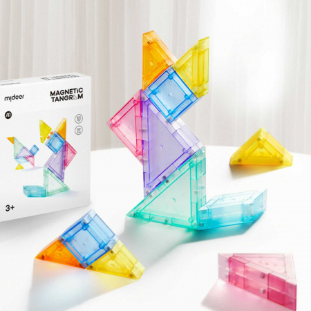 Joc Tangram și Domino Copii - Joc Tangram Magnetic, 7 piese, Clepsidra si Brosura - Micostore.ro