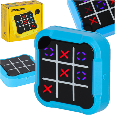 Jucării și Jocuri pentru copii - Joc Electronic X si 0 4 in 1 Tic Tac Toe – Consola Portabila Puzzle cu LED