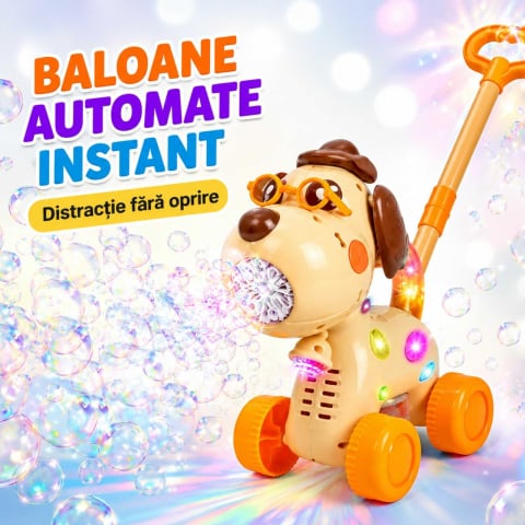 Jucării de făcut baloane de săpun - Jucarie baloane sapun, Catelus 2 in 1, de impins, USB, 3 ani+