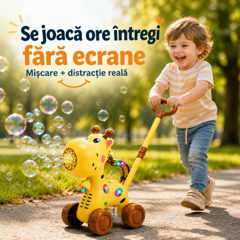Jucarie baloane sapun, Girafa 2 in 1, de impins, USB, 3 ani+ [3]