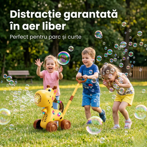 Jucarie baloane sapun, Girafa 2 in 1, de impins, USB, 3 ani+ [2]