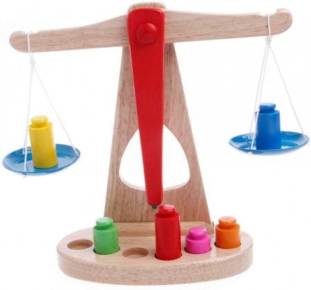 Balanta din lemn cu greutati, jucarie Montessori pentru copii. [0]
