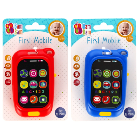 Jucării și Jocuri pentru copii - Jucarie bebelusi cu sunete si lumini - primul meu telefon, diverse culori - Bam Bam 515073, 12+ luni