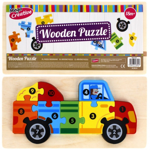 Jucării și Jocuri pentru copii - Jucarie bebelusi din lemn - puzzle camion, multicolor - MegaCreative 474356, 18+ luni
