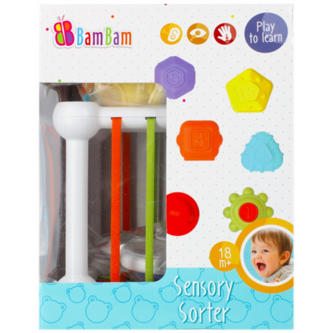 Jucării și Jocuri pentru copii - Jucarie bebelusi - sortator cu accesorii senzoriale - Bam Bam 492760, 18+ luni