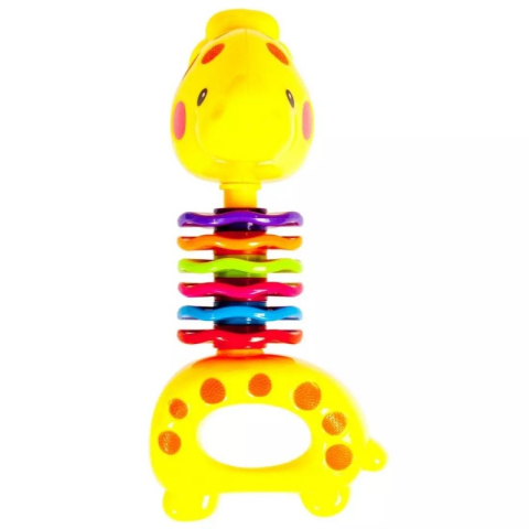 Jucării și Jocuri pentru copii - Jucarie bebelusi zornaitoare - girafa, cu inele - Bam Bam 414252, 0+ luni