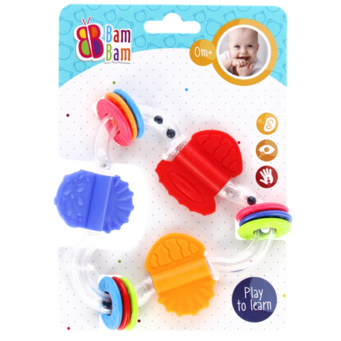 Jucării și Jocuri pentru copii - Jucarie bebelusi zornaitoare - triunghi - Bam Bam 515054, 0+ luni