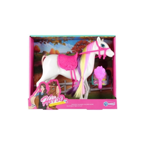 Jucării și Jocuri pentru copii - Jucarie cal cu sa + pieptene Cute Horse, 28x24x8cm, diverse culori, 3+ ani, MegaCreative, 543526
