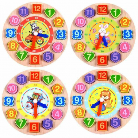 Ceas din lemn 2 in 1 cu forme geometrice de snuruit. [1]