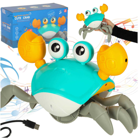 Jucării interactive bebeluși - Jucarie Crab mergator, muzical, interactiv, pentru copii si bebe