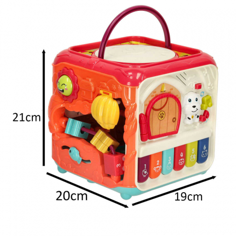 Jucarie Cub interactiv si Centru de Activitati Bebelusi, 6 in 1, Sortare Forme Geometrice, Joc Magnetic de Pescuit Hraneste Ciocanitoarea, Pian si Muzica [8]