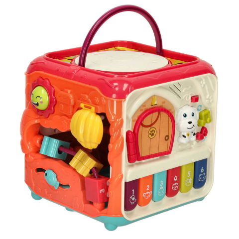 Jucarie Cub interactiv si Centru de Activitati Bebelusi, 6 in 1, Sortare Forme Geometrice, Joc Magnetic de Pescuit Hraneste Ciocanitoarea, Pian si Muzica [1]