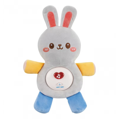 Jucării și Jocuri pentru copii - Jucarie de plus iepuras pentru bebelusi Chipolino cu lumini si melodii grey