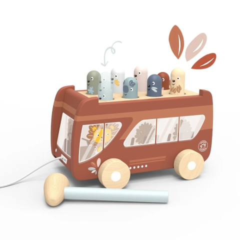 Jucării și Jocuri pentru copii - Jucarie de tras autobuz, Speedy Monkey pentru Baiat varsta 1 - 3, 3 - 6
