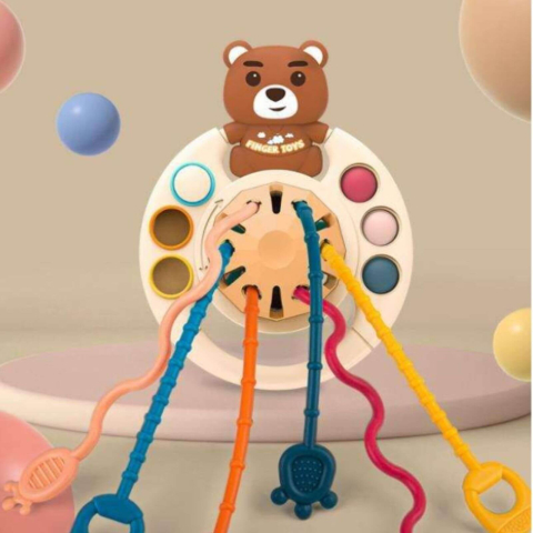 Jucarie Dentitie Senzoriala Bebelusi, Ursulet din silicon, Striatii [8]