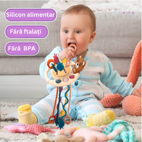 Jucarie Dentitie Senzoriala Bebelusi, Ursulet din silicon, Striatii [5]