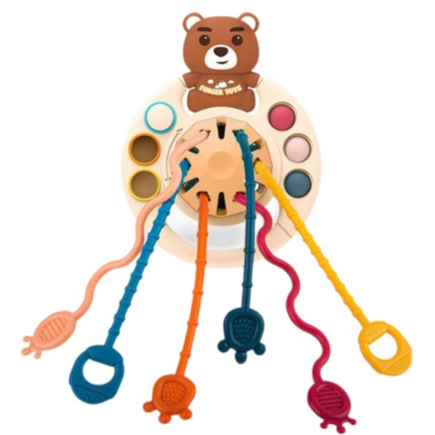 Jucării și Jocuri pentru copii - Jucarie Dentitie Senzoriala Bebelusi, Ursulet din silicon, Striatii