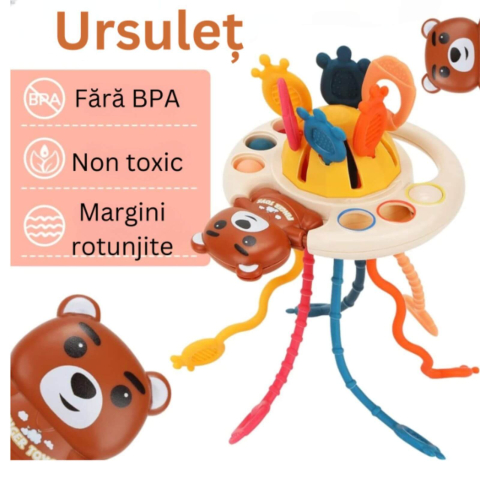 Jucarie Dentitie Senzoriala Bebelusi, Ursulet din silicon, Striatii [4]