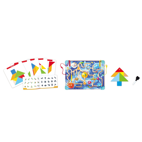 Jucarie din lemn - 2 in 1 Space Maze & Tangram Board varsta 18 luni+,3 ani+ [2]