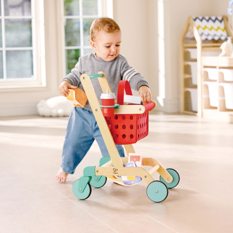 Jucarie din lemn - Carucior rosu de cumparaturi (10 piese), copii varsta 3 ani+,6 ani+,8 ani+ [2]