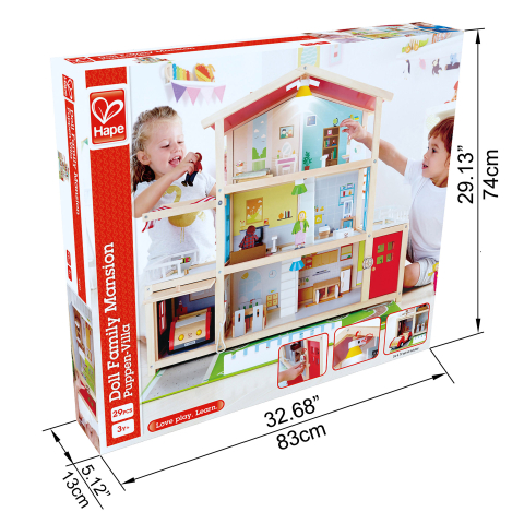 Jucarie din lemn - Casa de papusi mobilata tip vila (29 piese), copii varsta 3 ani+,6 ani+ [4]