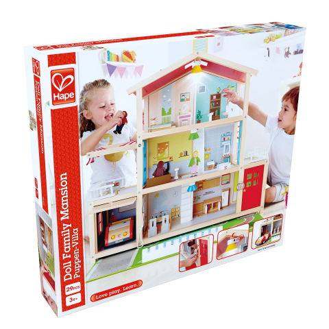 Jucarie din lemn - Casa de papusi mobilata tip vila (29 piese), copii varsta 3 ani+,6 ani+ [6]