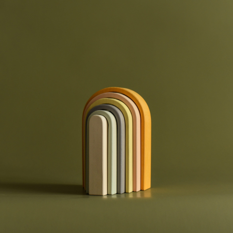 Jucarie din lemn - Curcubeu mini (culori pastel), copii varsta 1 an+ [2]