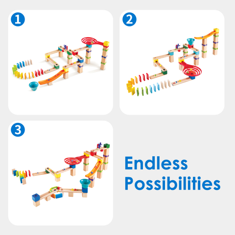 Jucarie din lemn - Marble Run Race Track (81 piese), copii varsta 3 ani+,6 ani+,8 ani+ [3]