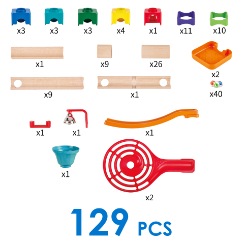 Jucarie din lemn - Marble Run Tricks N Twists (129 piese), copii varsta 3 ani+,6 ani+,8 ani+ [6]