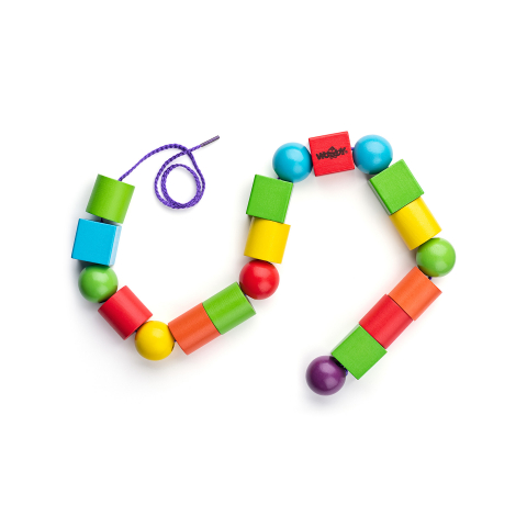 Jucarie din lemn - Margele maxi de insirat (60 piese), copii varsta 2 ani+,6 ani+ [2]