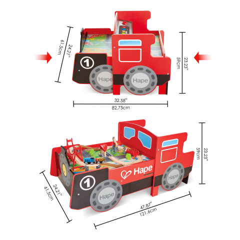 Jucarie din lemn - Masa cu cale ferata, in forma de locomotiva (32 piese), copii varsta 3 ani+,6 ani+ [5]