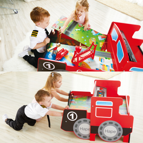 Jucarie din lemn - Masa cu cale ferata, in forma de locomotiva (32 piese), copii varsta 3 ani+,6 ani+ [3]