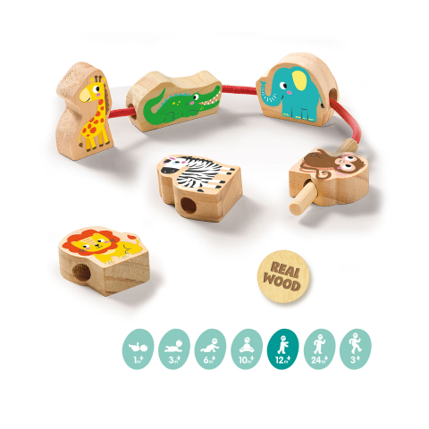 Jucarie din lemn - Set de insirat animale din lemn, copii varsta 1 an+ [3]