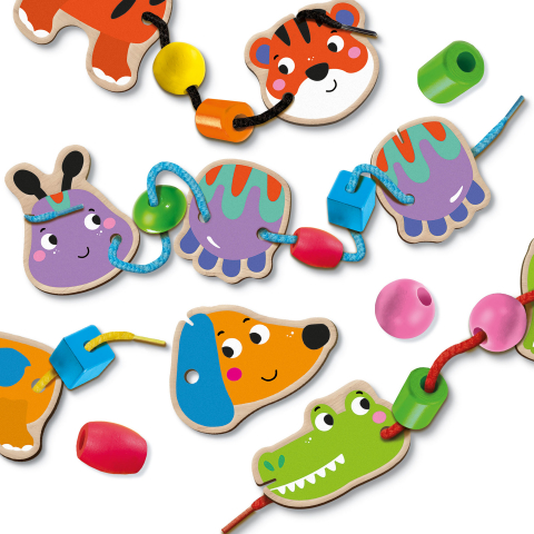 Jucarie din lemn - Set de insirat animale si margele, copii varsta 3 ani+ [2]