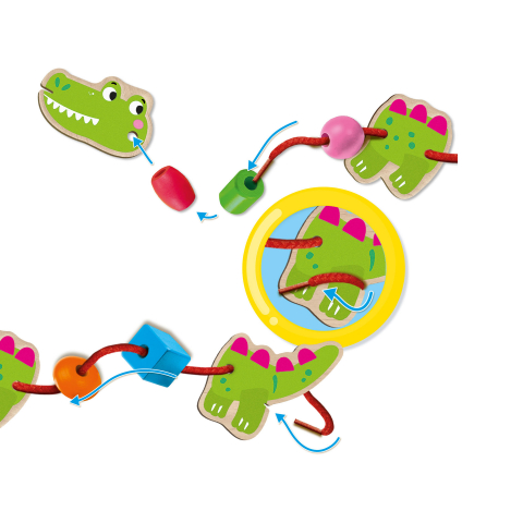 Jucarie din lemn - Set de insirat animale si margele, copii varsta 3 ani+ [4]