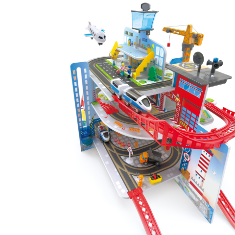 Jucarie din lemn - Tren Mega City (55 piese), copii varsta 3 ani+,6 ani+,8 ani+ [3]