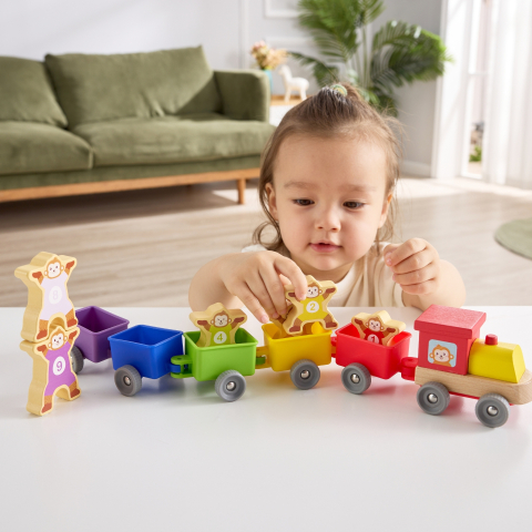 Jucarie din lemn - Vagoane cu maimute, copii varsta 2 ani+,6 ani+ [3]