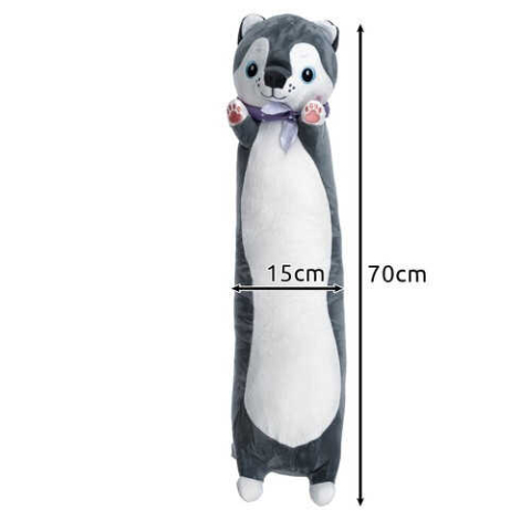 Jucarie din plus catelus husky 70 cm – perna lunga moale pentru copii 1+ [1]