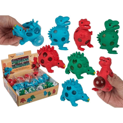 Art & Craft si Artizanat - Jucarie dinozaur Squishy Out of the blue 12/0885, cu sclipici, 3 culori, 9cm